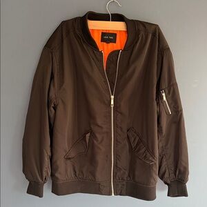 Love Tree Black  Bomber Jacket with Orange Lining